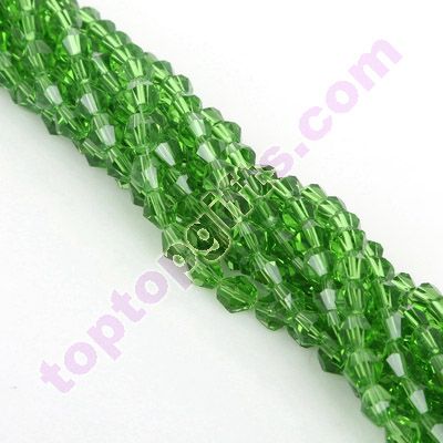 Chinese Crystal Beads 6mm Bicone - Grass Green